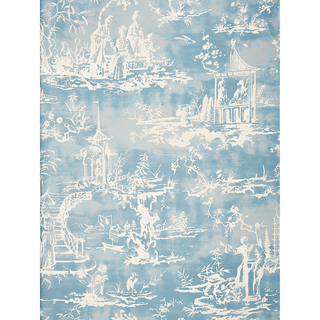 Scalamandre Summer Palace Fabric in Sky Blue & White - Fabric by the Yard - The Well Appointed House