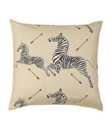Scalamandre Tan Dazzle of Zebras Cotton Pillow - Pillows - The Well Appointed House
