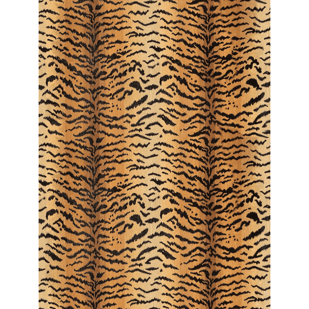 Scalamandre Tigre Cut Velvet Fabric in Ivory, Gold & Black - Fabric by the Yard - The Well Appointed House