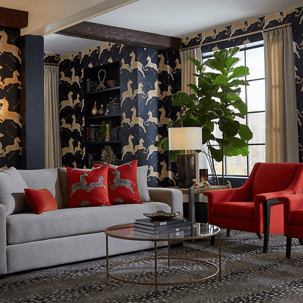 Scalamandre Zebras Wallpaper in Black & Gold - Wallpaper - The Well Appointed House