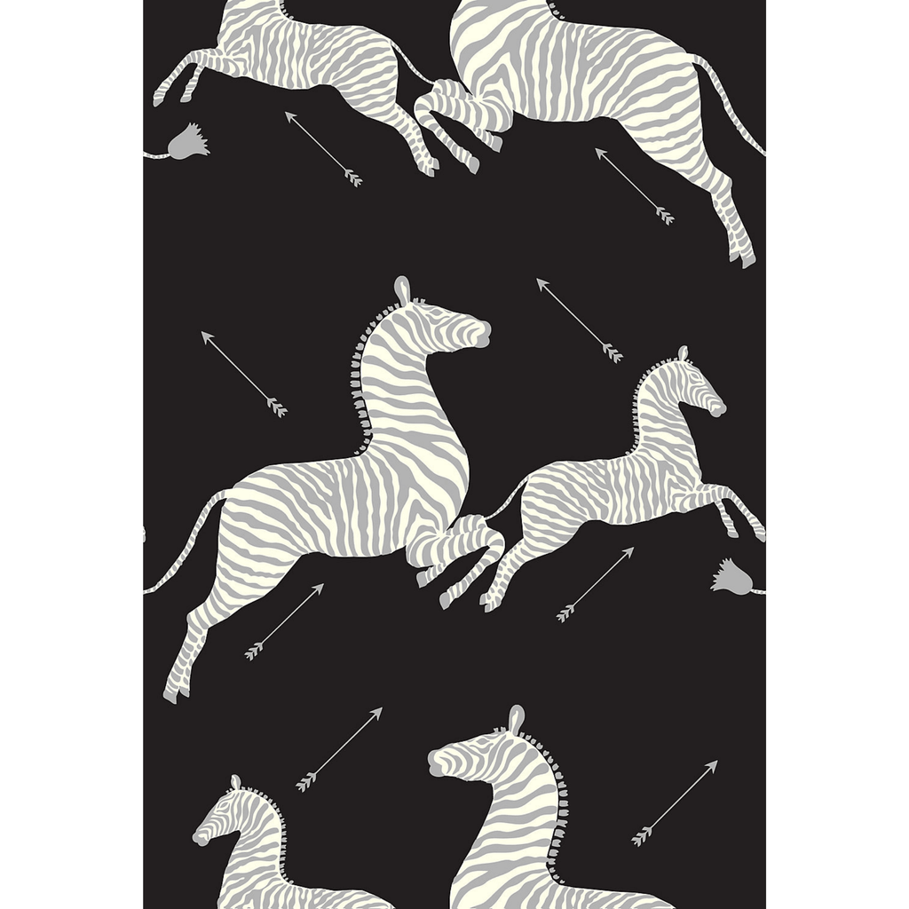Scalamandre Zebras Wallpaper in Black & Silver - Wallpaper - The Well Appointed House
