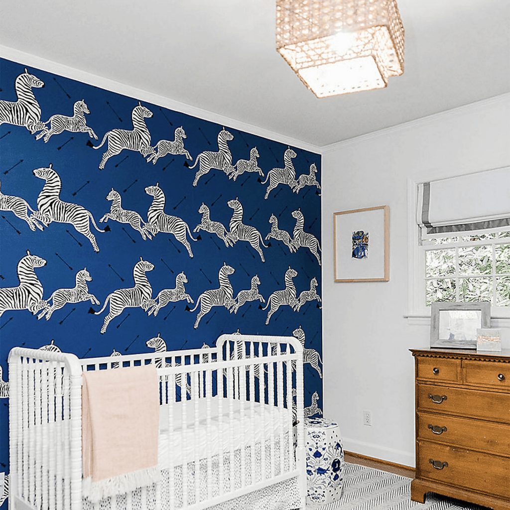 Scalamandre Zebras Wallpaper in Denim Blue - Wallpaper - The Well Appointed House