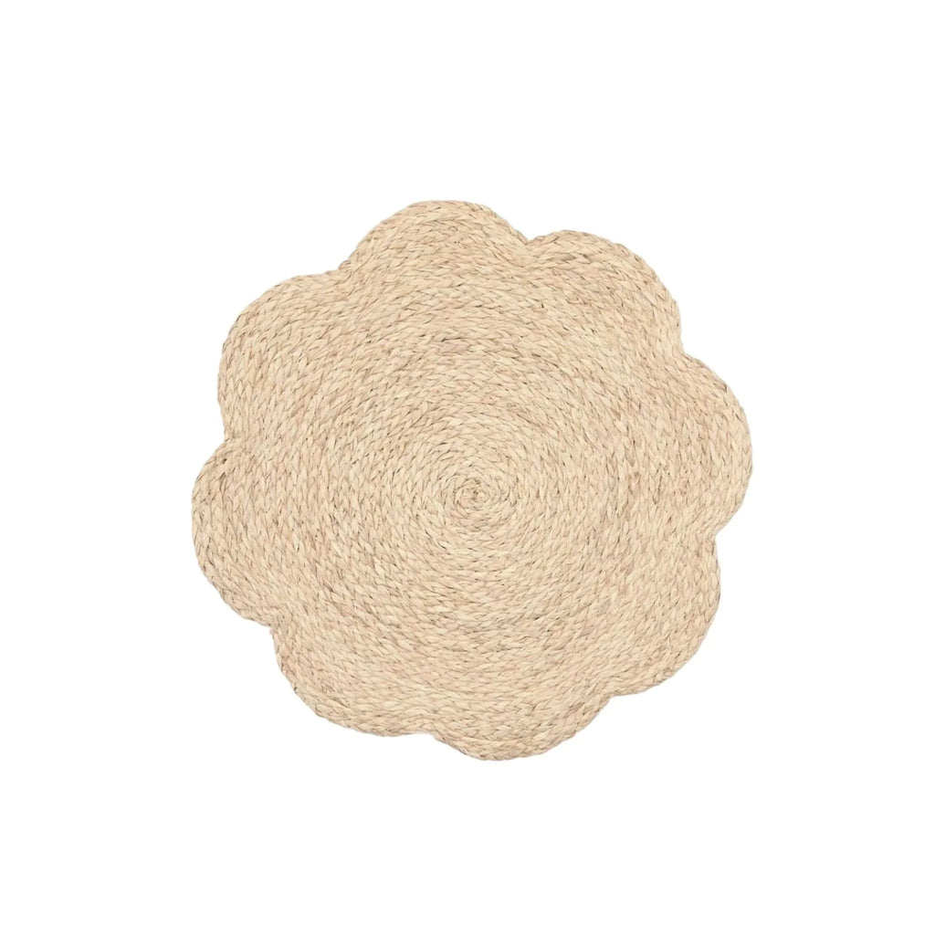 Scalloped Edge Round Bleached Raffia Placemats - Placemats & Napkin Rings - The Well Appointed House