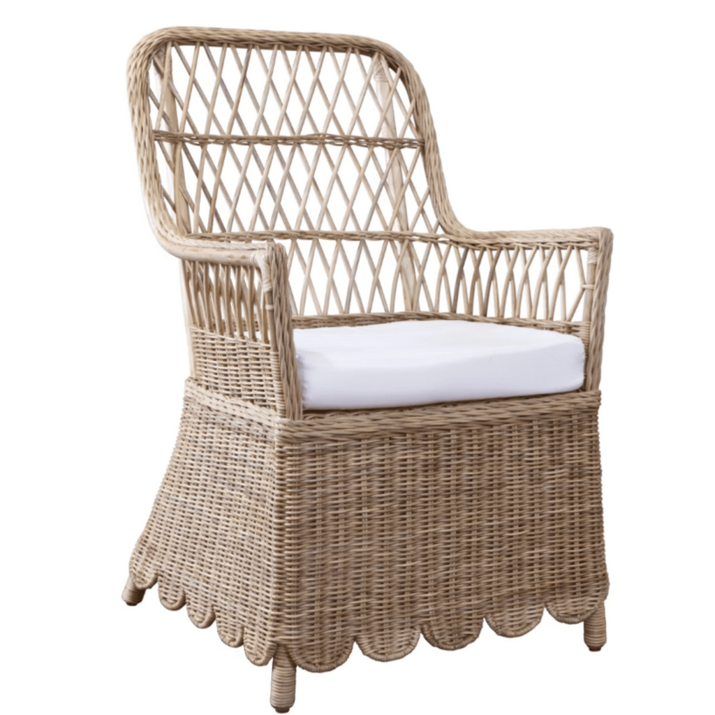 Scalloped Edge Woven Lattice Back Chair - Dining Chairs - The Well Appointed House