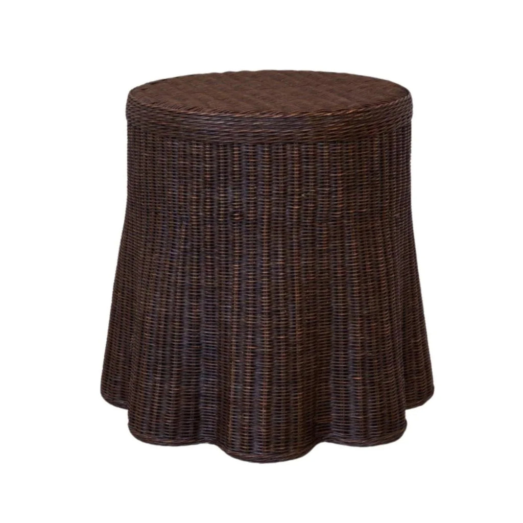 Scalloped Round Wicker Side Table - Side & Accent Tables - The Well Appointed House