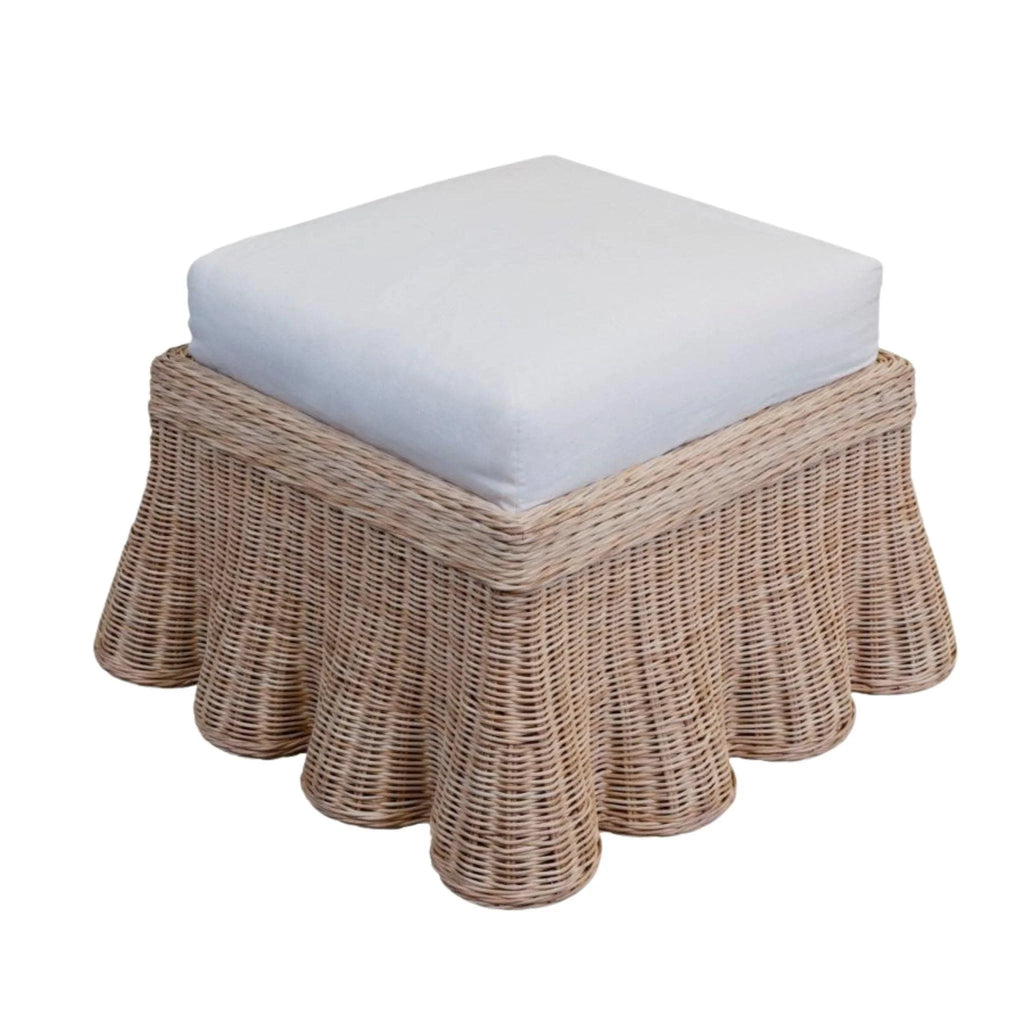 Scalloped Square Upholstered Ottoman - Ottomans, Benches & Stools - The Well Appointed House