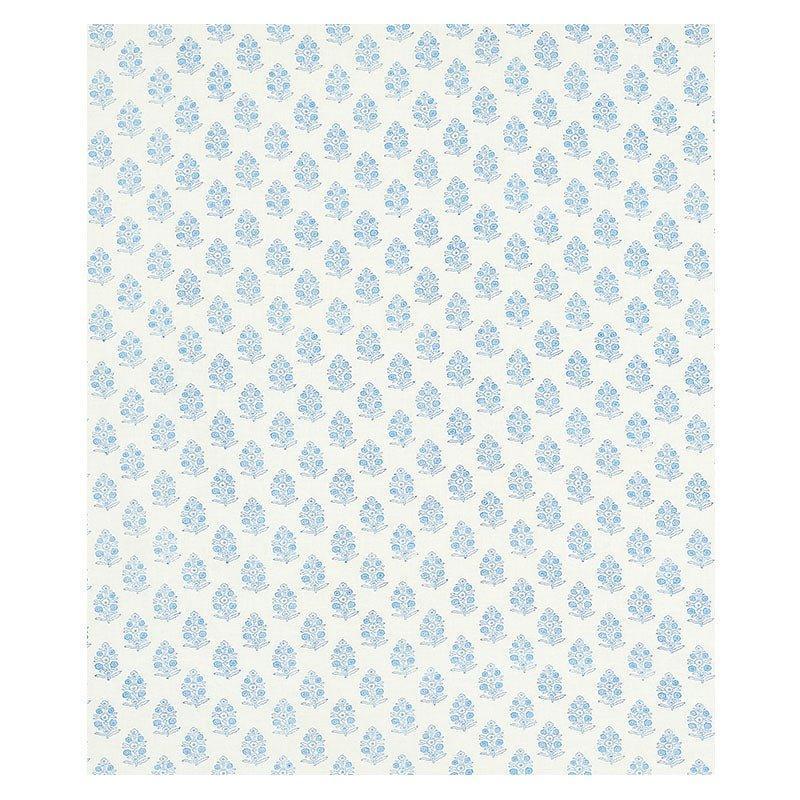 Schumacher Aditi Hand Blocked Print Fabric in Blue - Fabric - The Well Appointed House