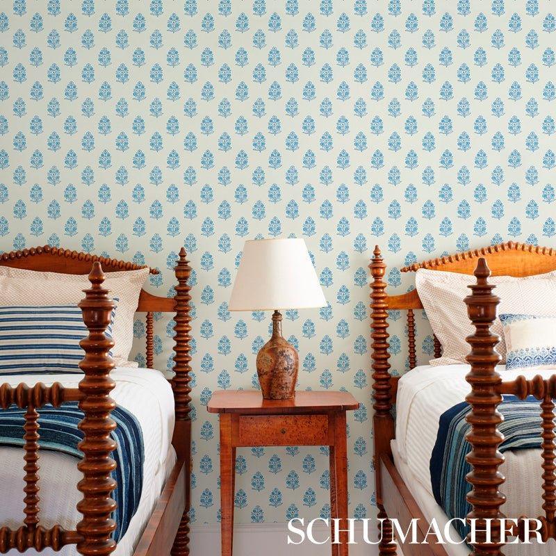 Schumacher Aditi Wallpaper in Blue - Wallpaper - The Well Appointed House