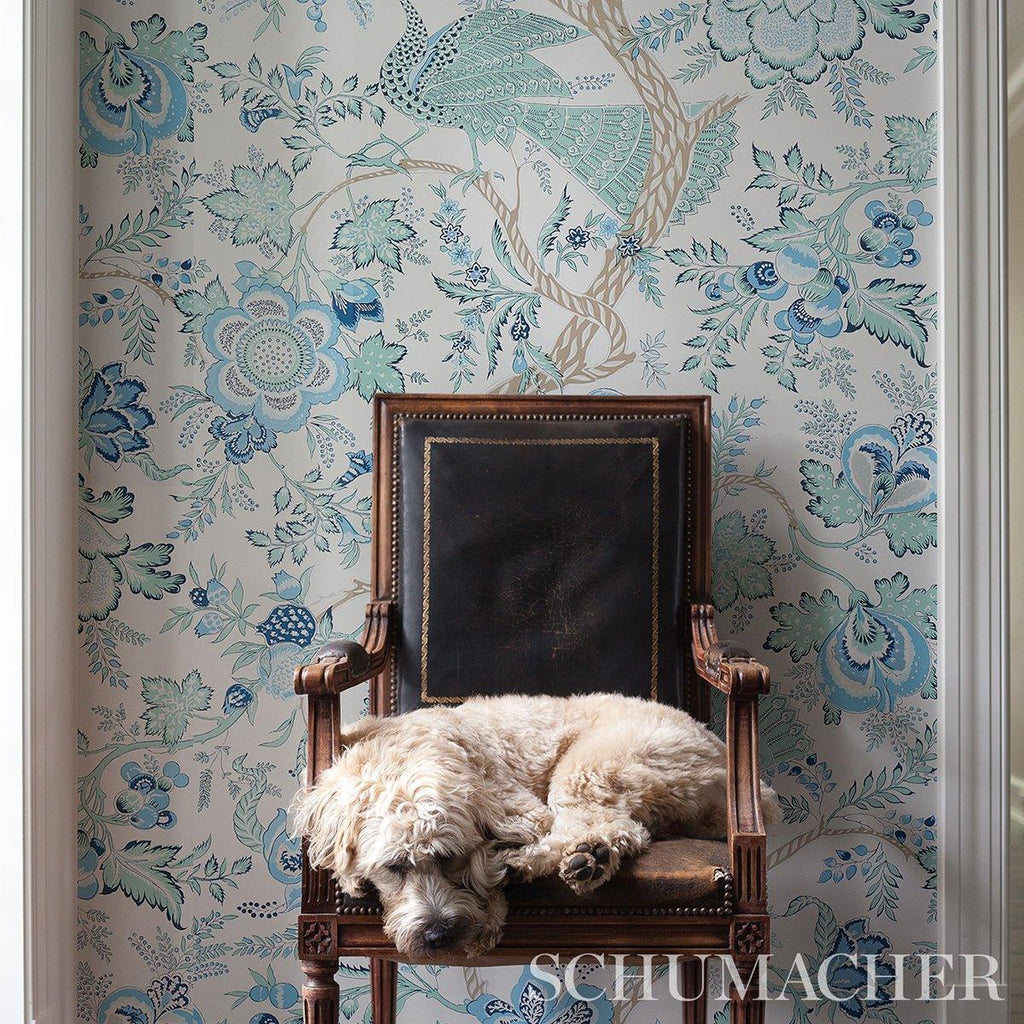 Schumacher Aveline Wallpaper in Seaglass - Wallpaper - The Well Appointed House