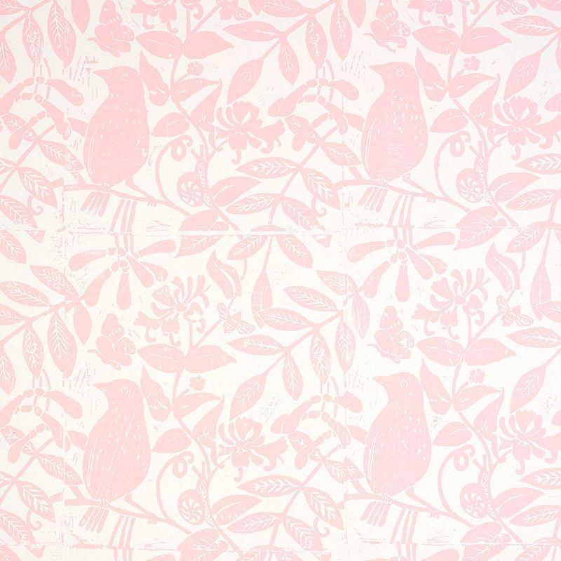 Schumacher Bird & Bee Wallpaper in Pink - Wallpaper - The Well Appointed House