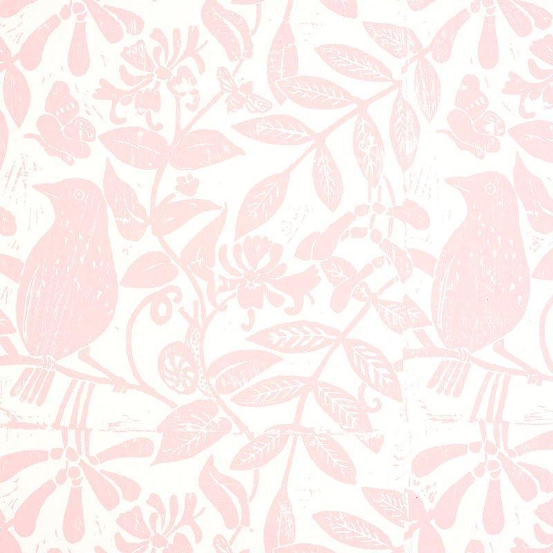 Schumacher Bird & Bee Wallpaper in Pink - Wallpaper - The Well Appointed House