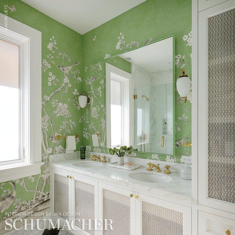 Schumacher Chinois Palais Wallpaper Panel in Lettuce - Wallpaper - The Well Appointed House