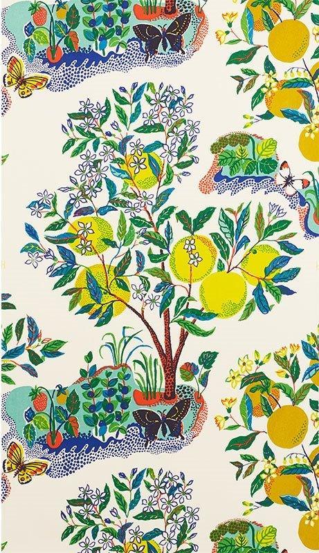 Schumacher Citrus Garden Wallpaper in Primary Colors - Wallpaper - The Well Appointed House