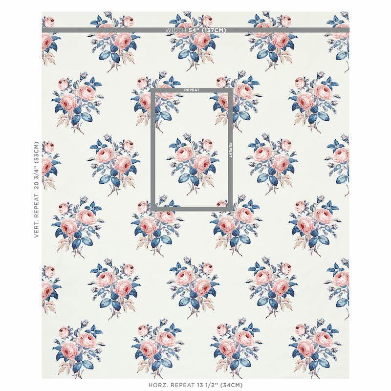 Schumacher Loudon Rose Fabric in Rose and Blue - Fabric - The Well Appointed House