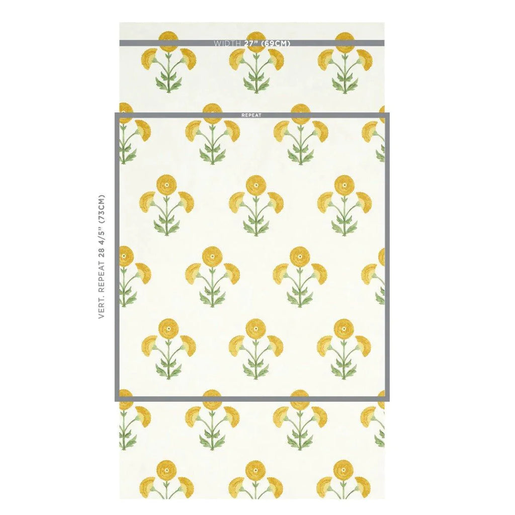 Schumacher Saranda Flower Wallpaper in Marigold - Wallpaper - The Well Appointed House