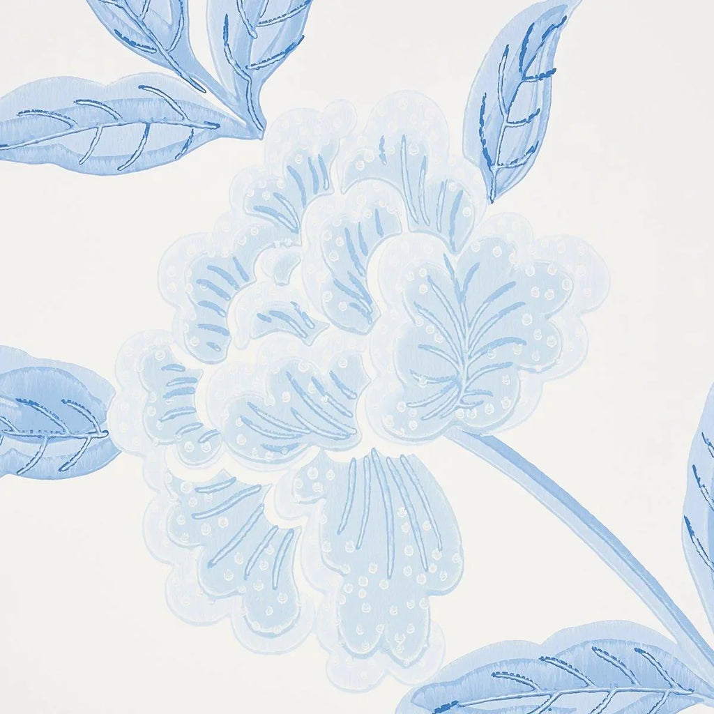 Schumacher Whitney Floral Wallpaper in Blue - Wallpaper - The Well Appointed House