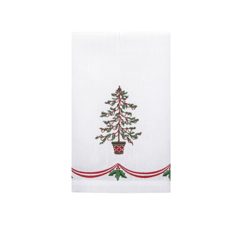 Set of 12 Christmas Tree Embroidered Hand Towels - Christmas Hand Towels - The Well Appointed House