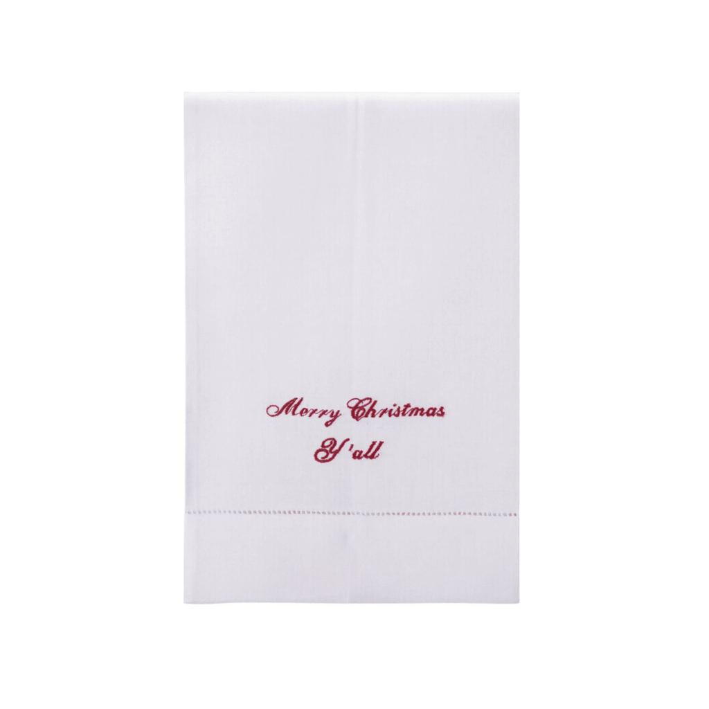 Set of 12 Merry Christmas Y'All Embroidered Hand Towels - Christmas Hand Towels - The Well Appointed House