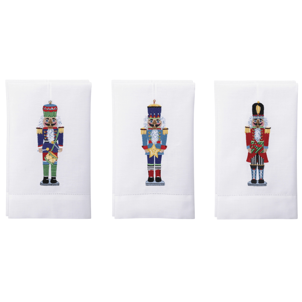 Set of 12 Nutcracker Embroidered Hand Towels - Christmas Hand Towels - The Well Appointed House