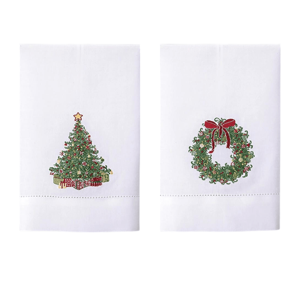 Set of 12 Winter Wonderland Embroidered Hand Towels - Christmas Hand Towels - The Well Appointed House