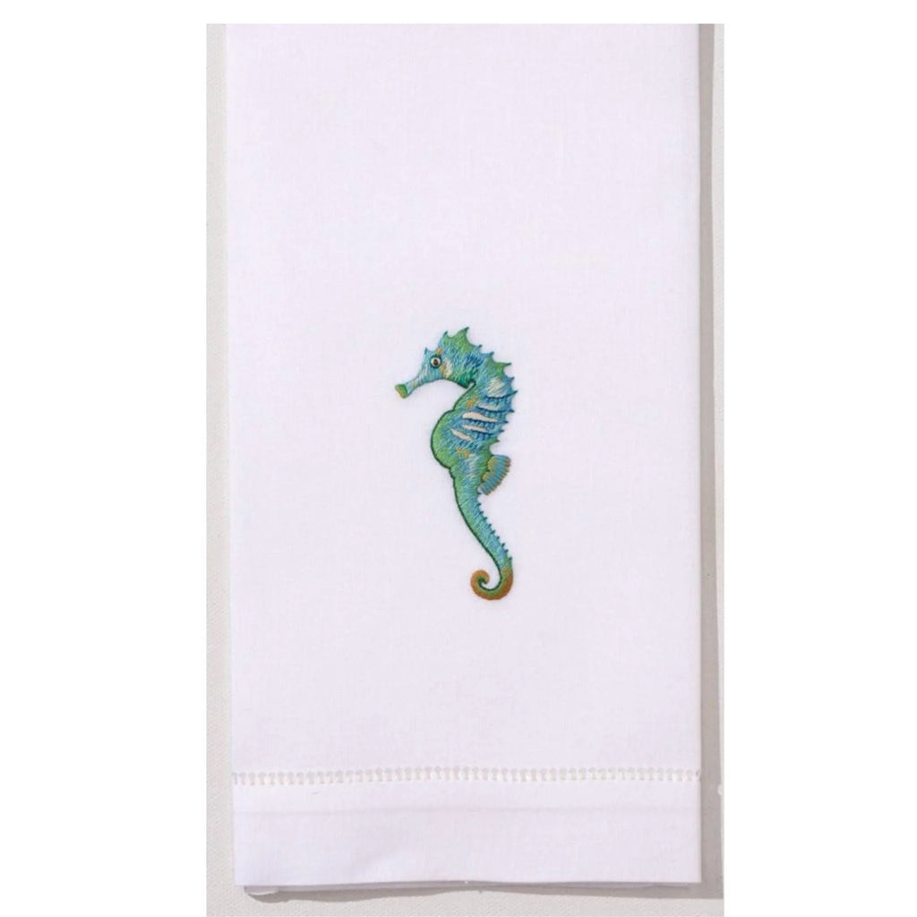 Set of 2 Aqua Seahorse Nautical Hand Towels - Hand Towels - The Well Appointed House