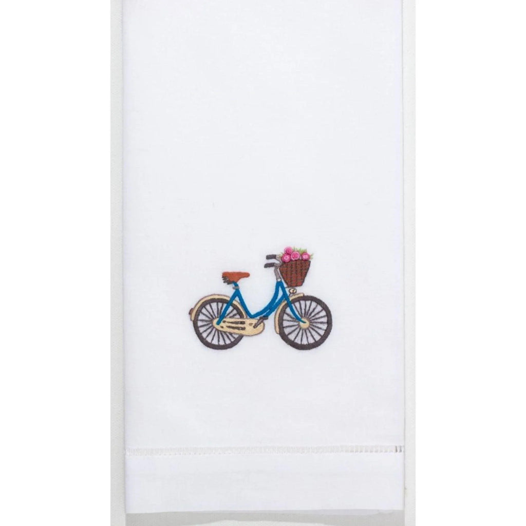Set of 2 Bicycle With Basket and Flowers Hand Towels - Hand Towels - The Well Appointed House