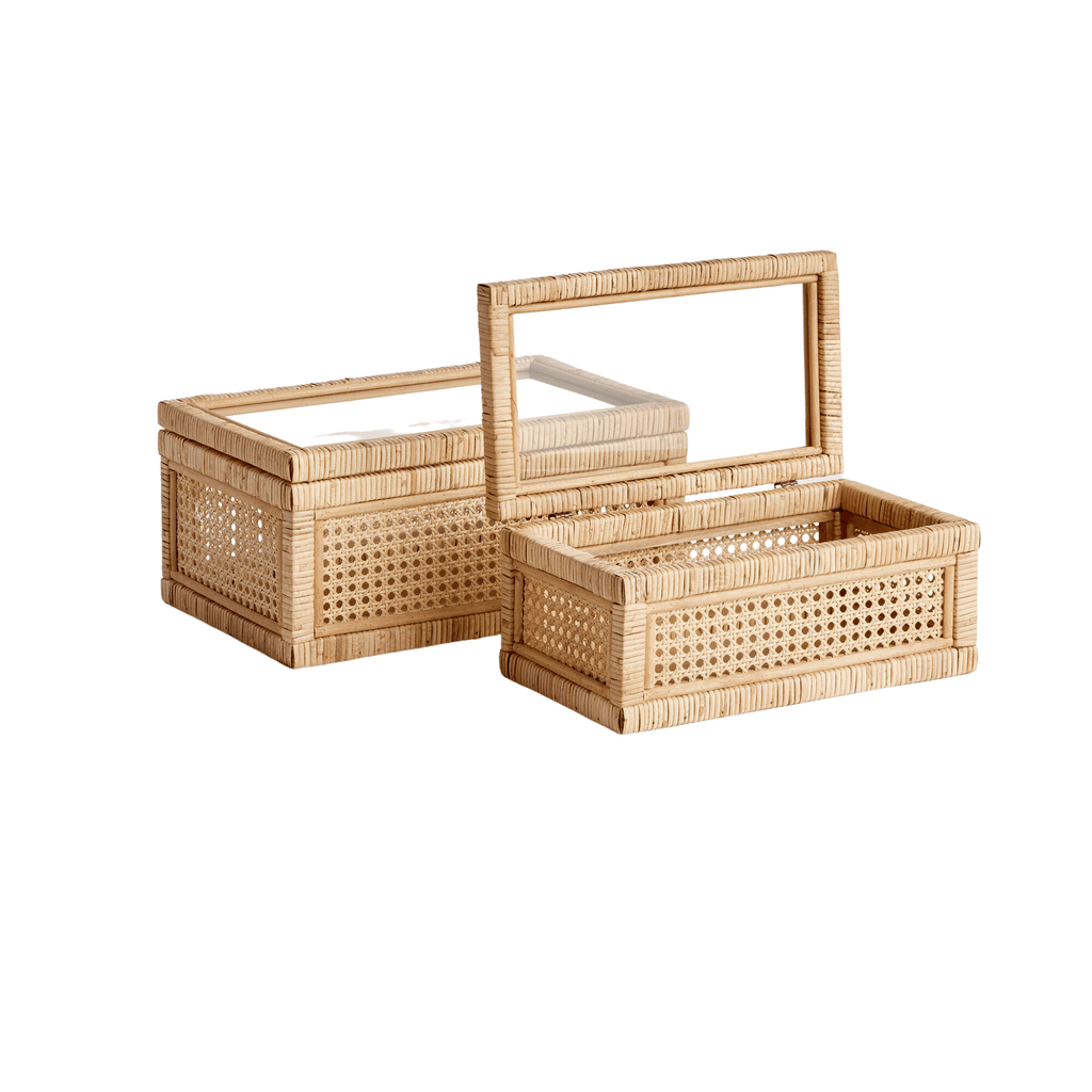 Set of 2 Cane & Rattan Decorative Boxes - Decorative Boxes - The Well Appointed House