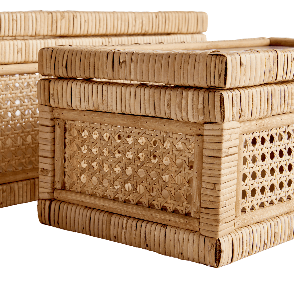 Set of 2 Cane & Rattan Decorative Boxes - Decorative Boxes - The Well Appointed House