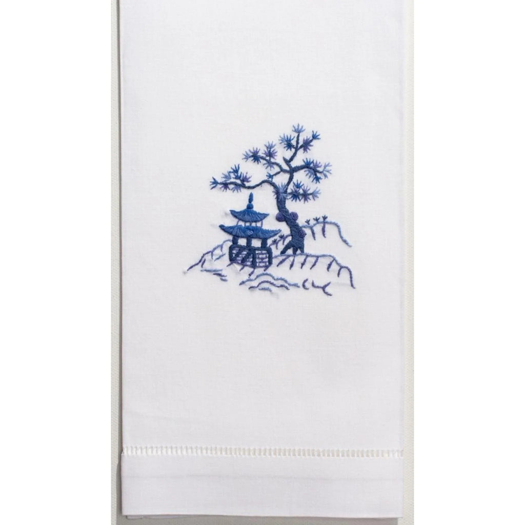 Set of 2 Canton Blue Embroidered Hand Towels - Hand Towels - The Well Appointed House