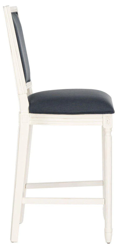 Set of 2 Distressed White and Navy French Bar Stools - Bar & Counter Stools - The Well Appointed House