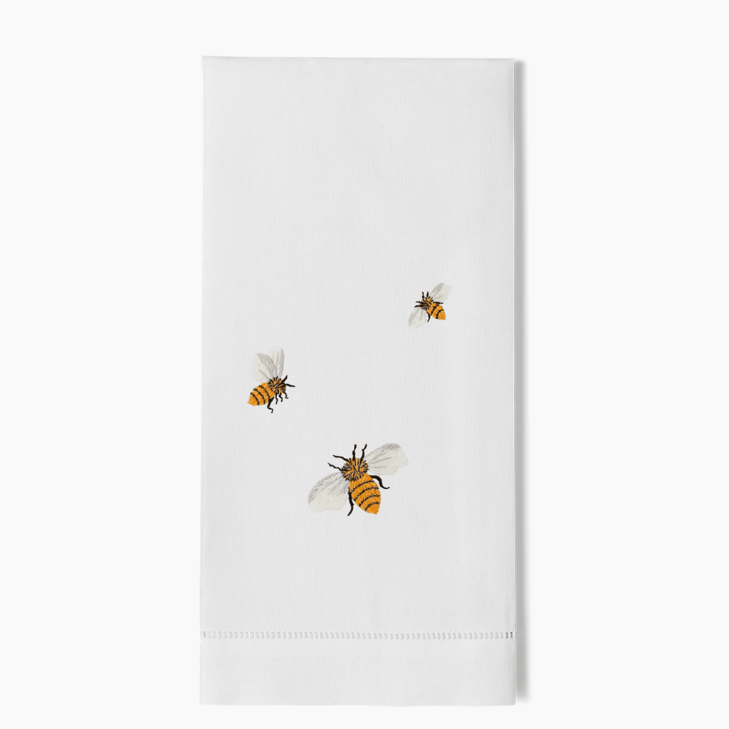 Set of 2 Embroidered Bee Design Cotton Hand Towels - Hand Towels - The Well Appointed House
