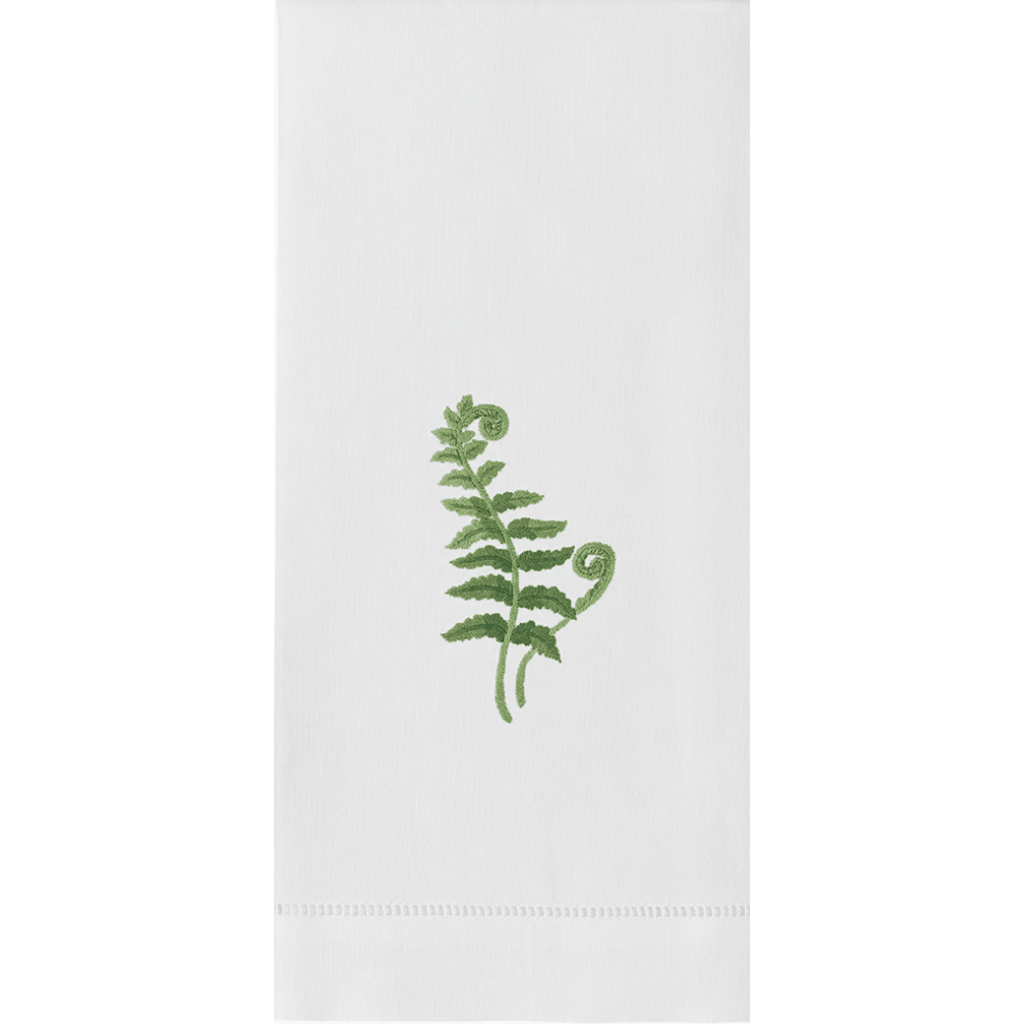 Set of 2 Fern Fronds Embroidered Hand Towels - Hand Towels - The Well Appointed House