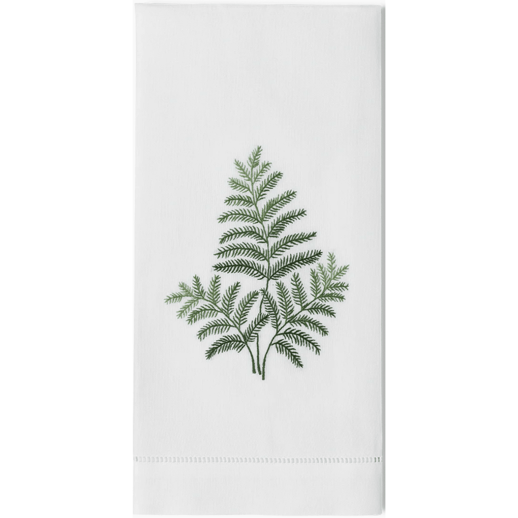 Set of 2 Fern White Cotton Hand Towels - Hand Towels - The Well Appointed House