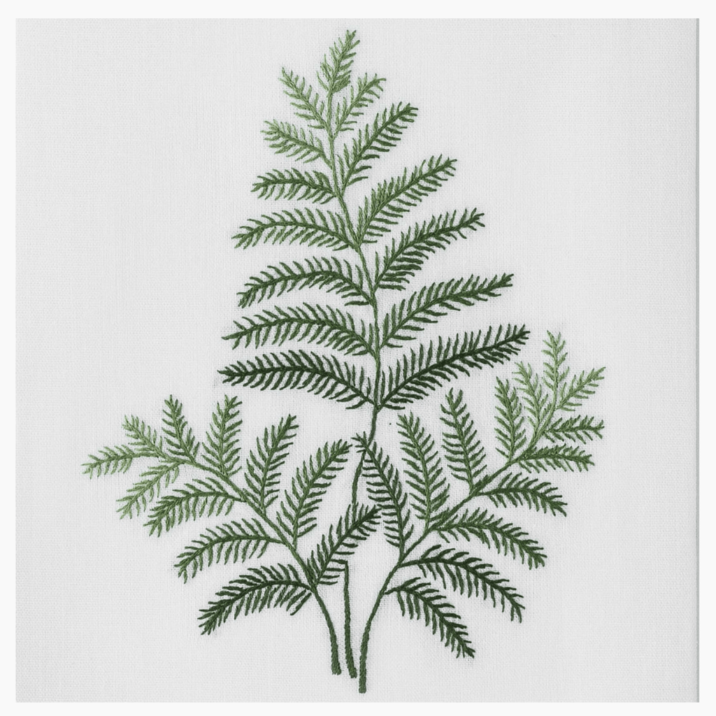 Set of 2 Fern White Cotton Hand Towels - Hand Towels - The Well Appointed House