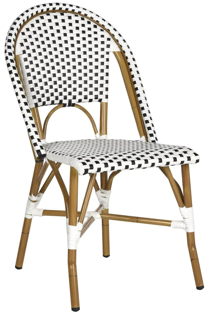 Set of 2 Indoor-Outdoor Stacking Side Chairs in Black and White - Outdoor Dining Tables & Chairs - The Well Appointed House
