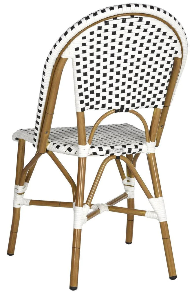 Set of 2 Indoor-Outdoor Stacking Side Chairs in Black and White - Outdoor Dining Tables & Chairs - The Well Appointed House