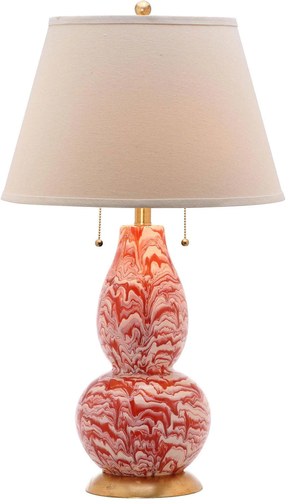 Set of 2 Marble Swirled Glass Table Lamps in Orange and White - Table Lamps - The Well Appointed House