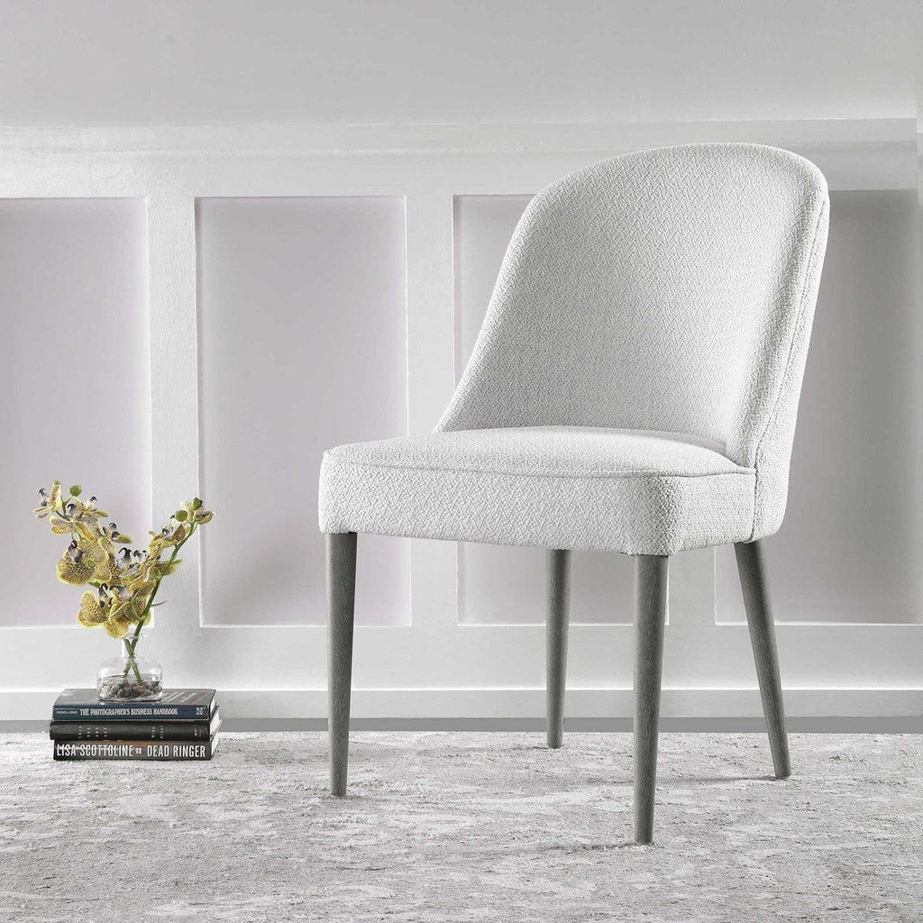 Set of 2 Modern Textured Off-White Upholstered Armless Dining Chairs - Accent Chairs - The Well Appointed House