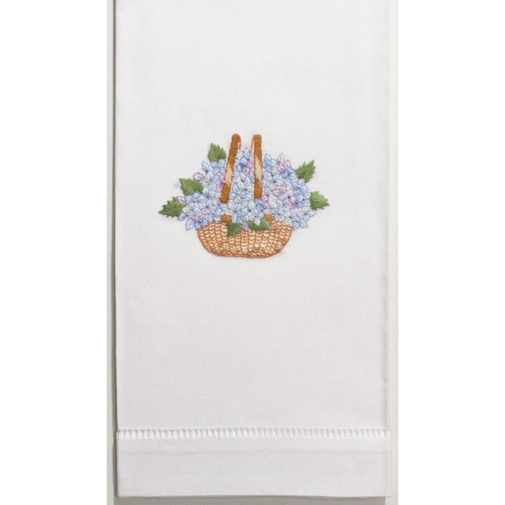 Set of 2 Nantucket Basket Hand Embroidered Hand Towels - Hand Towels - The Well Appointed House