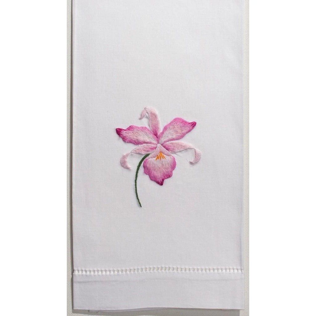 Set of 2 Orchid Gala Floral Embroidered Hand Towels - Hand Towels - The Well Appointed House