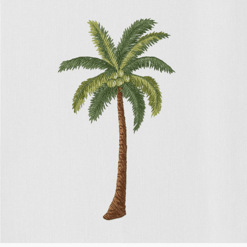 Set of 2 Palm Tree Modern White Cotton Hand Towels - Hand Towels - The Well Appointed House