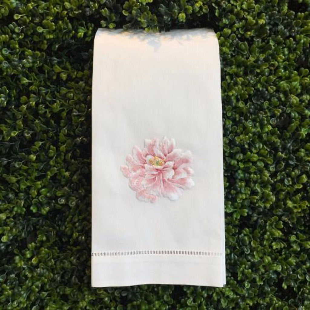 Set of 2 Pink Peony Floral Cotton Hand Towels - Hand Towels - The Well Appointed House