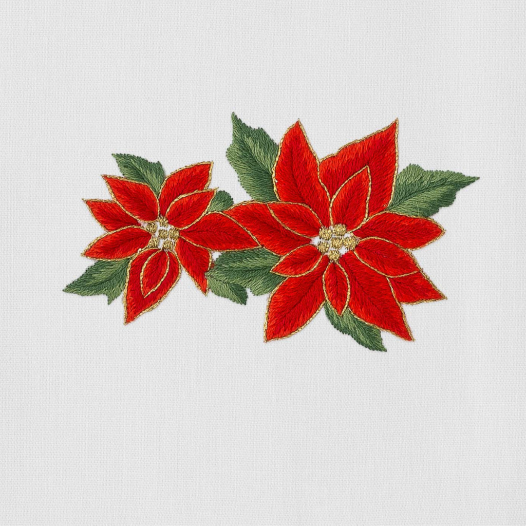 Set of 2 Poinsettia Design Christmas Hand Towels - Hand Towels -  The Well Appointed House