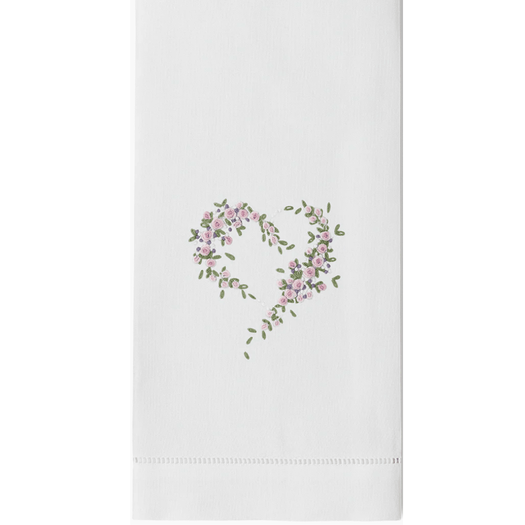 Set of 2 Scatter Flower Heart Cotton Hand Towels - Hand Towels - The Well Appointed House