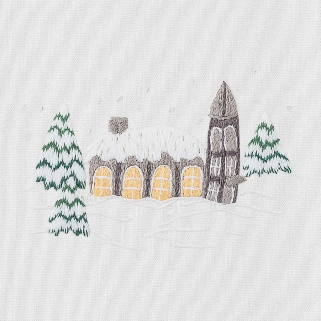 Set of 2 Snowy Chapel Christmas Hand Towels - Hand Towels -  The Well Appointed House