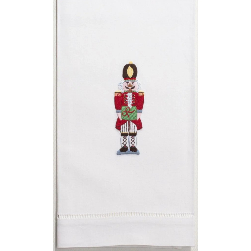 Set of 2 White Cotton Nutcracker Design Christmas Hand Towel - Christmas Hand Towels - The Well Appointed House
