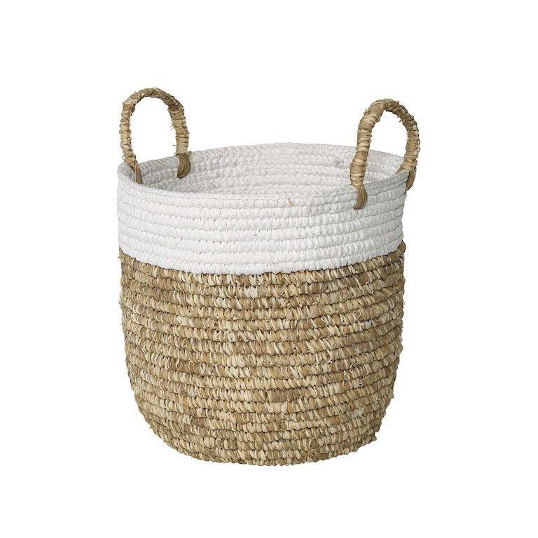 Set of 3 Natural Rattan Woven Baskets With White Band - Baskets & Bins - The Well Appointed House