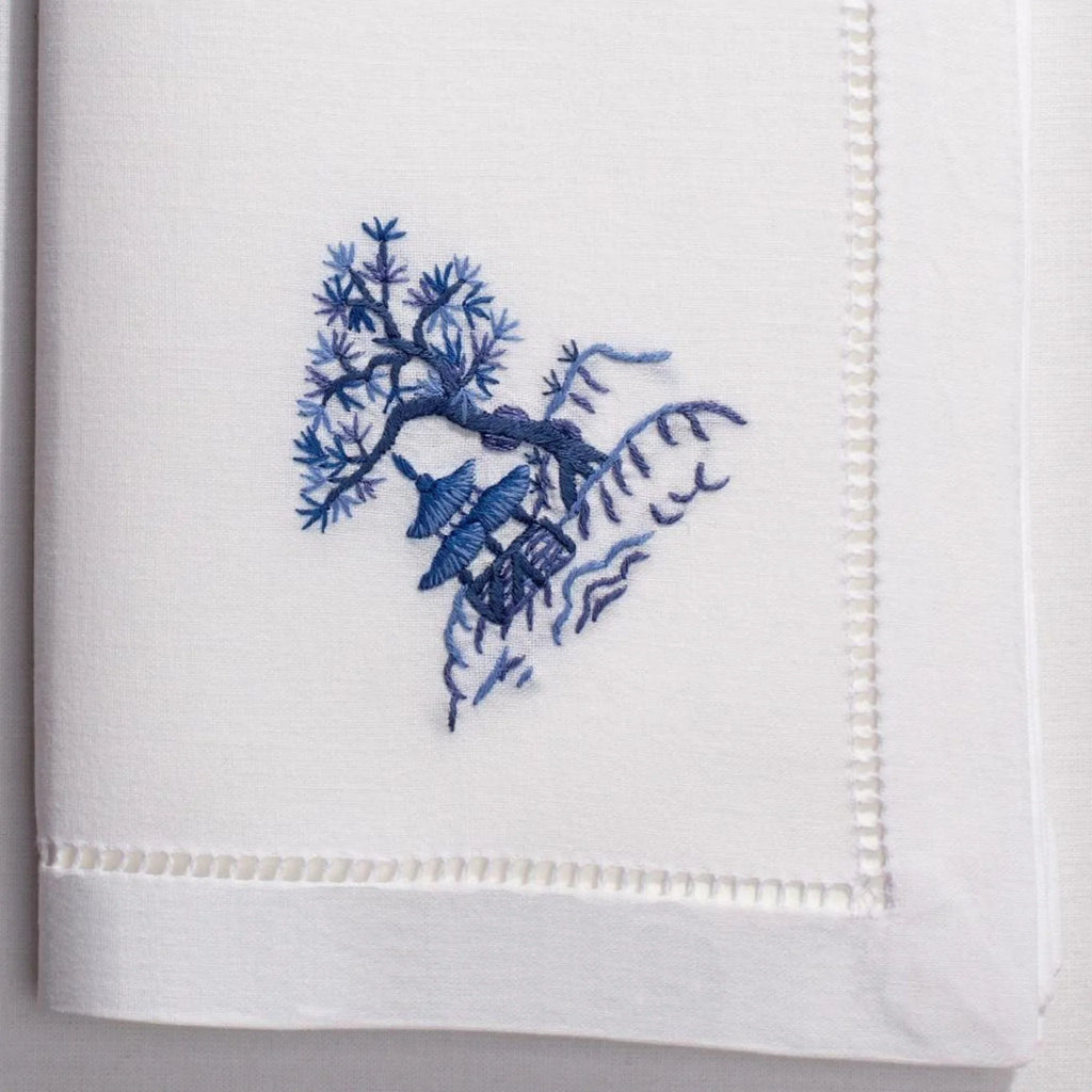Set of 4 Canton Blue Pagoda Dinner Napkin - Dinner Napkins - The Well Appointed House