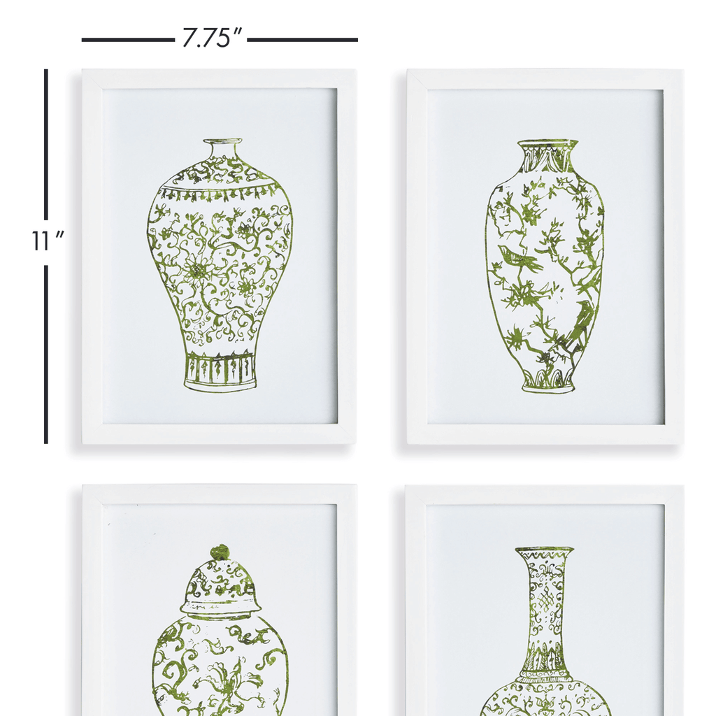 Set of 4 Petite Imperial Ginger Jar Framed Prints - Paintings - The Well Appointed House