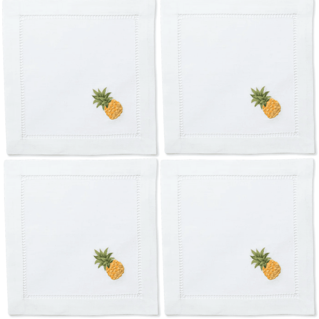 Set of 4 Pineapple Modern Cocktail Napkins - Cocktail Napkins - The Well Appointed House